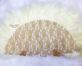 Beautiful Cream & Brown Feather Bridal wedding African Traditional engagement Handfan