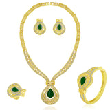 Beautifully Designed Statement Rhinestone Gold Plated Party Wedding Necklace Jewellery Set