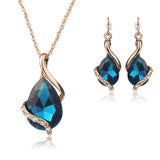Red Tear Drop Earring with Pendant Chain Gift Party Set for women