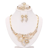 Stylish Gold Plated African Costume Necklace Party Wedding Women Jewellery Set