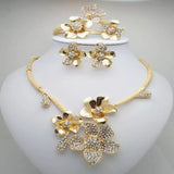 Gold plated Jewellery set Necklace, Earrings Bracelet and Ring Set