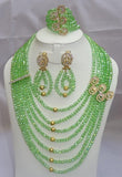 7 Layers Crystal Green Exclusive African Beads Dubai High Quality Jewelry Set - PrestigeApplause Jewels 