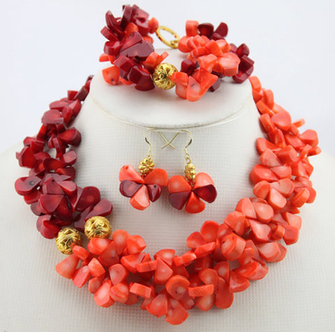 wedding pearl jewelry set african wearing red coral jewelry set 2015