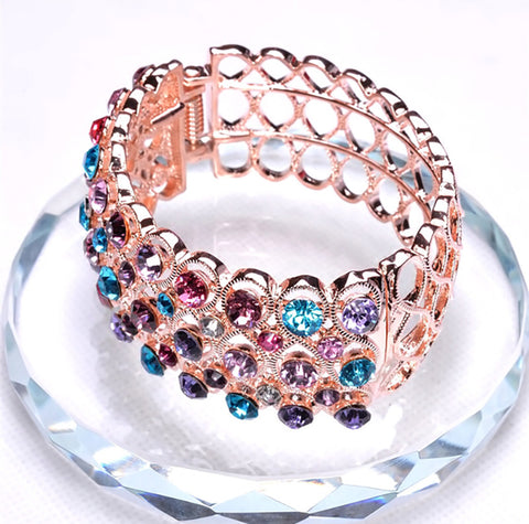 Rhinestone 18K Rose Gold Plated Charms Bangles For Women Fashion Brand Jewellery Austrian Crystal