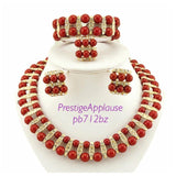 2 Layer Beads Jewellery set with Necklace, Earing, Bracelet & Ring - PrestigeApplause Jewels 