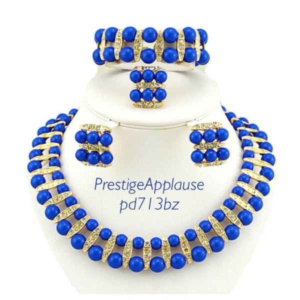 PrestigeApplause African Nigerian Beads Jewellery Set with Necklace, Earing and Bracelet