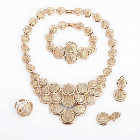Beautiful Gold Plated Fashion Women Thread Shape Necklace Chain Jewellery Set - PrestigeApplause Jewels 