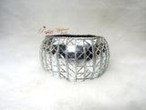 Beautiful Glass Effect Silver Cuff Bangle Adjustable for Ladies Gift