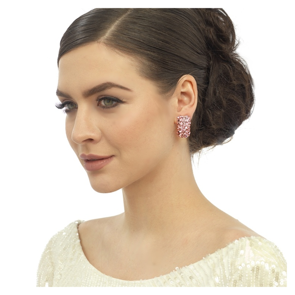 Beautiful Crystal Earring Pink Grey Clip-on Earring Great as Gift for Mum Wife - PrestigeApplause Jewels 