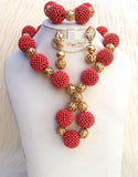 New Latest Design Deep Peach Party Bridal Wedding African Beads Jewellery Set