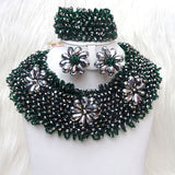Green Elegant Latest New Design African Beads Bridal Wedding Party Jewelry Set