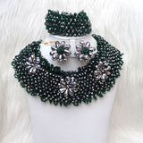 Green Elegant Latest New Design African Beads Bridal Wedding Party Jewelry Set