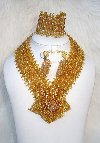 Cheap Gold Bold New Latest Design Party African Nigerian Beads Jewellery Set