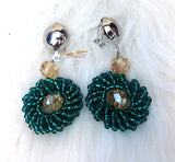 Cheap Teal Green & Gold Design Party African Nigerian Beads Jewellery Set