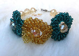 Cheap Teal Green & Gold Design Party African Nigerian Beads Jewellery Set