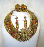 Reduced Price Multicolor Crystal Party Bridal Wedding African Beads Jewellery Set