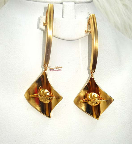 Extra Long 3D Beautiful Design Gold Color Party Earring Jewellery Gift