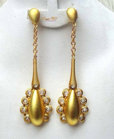 Extra Long 3D Beautiful Design Gold Color with Rhinestone African Party Earring Jewellery Gift