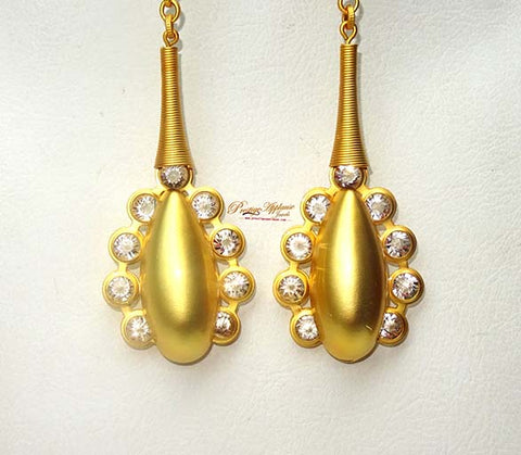 Extra Long 3D Beautiful Design Gold Color with Rhinestone African Party Earring Jewellery Gift