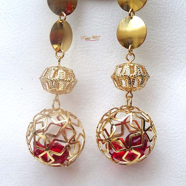 Elongated Ball with Red 3D Ball Party Earring Jewellery