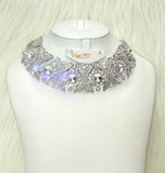 Silver Costume Choker Fashion Party Wedding Necklace Earring Jewellery Set