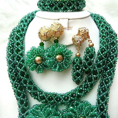 Latest Trend Royal Blue Fashion Beads Wirework Jewellery Set