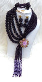 Clearance Sales Dark Purple Crystal Elongated Bridal Party Jewellery Set