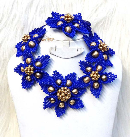 PrestigeApplause Royal Blue Full Tulip Beautiful Design Wedding Bridal Party Jewellery Set