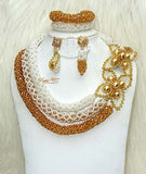 PrestigeApplause Design White Infused with Gold Tulip Bridal Wedding Beads Bridal Party Jewellery Set