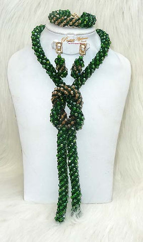 PrestigeApplause Simple Green Mixed Gold 1 Layer Necklace Versatile Styling Jewelry Set