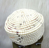 Red White with Silver Beaded Cap bridal edo Party Wedding Traditional Hat