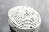Red White with Silver Beaded Cap bridal edo Party Wedding Traditional Hat