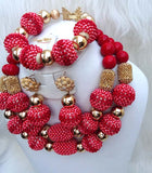 Latest Design Mixed Peach Beautiful Ball Design Wedding Bridal African Beads Jewellery Set