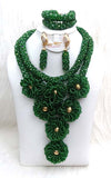 Latest Design Mixed Greens Wedding Bridal African Beads Jewellery Set