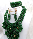 Latest Design Mixed Greens Wedding Bridal African Beads Jewellery Set