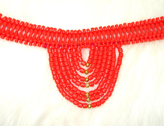 Nigerian Edo Coral wedding Bridal Beaded Edo Necklace Jewellery Item Type: Necklace This is an artificial coral, light weight