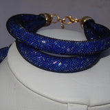 3 layers Blue resin stardust mesh full clear crystal alloy rope jewellery set for women - PrestigeApplause Jewels 