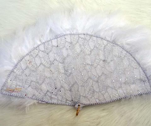 Beautiful Bold White with Silver Bridal Wedding Party Hand fan