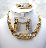 New Beautiful Design Gold Beautiful Plated Party Necklace Earring Jewellery Set