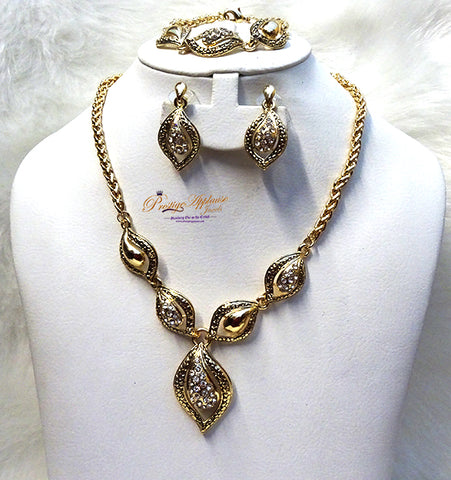 New Design shell Shape Gold Beautiful Plate Party Necklace Earring Jewelry Set