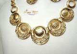 New Beautiful Design Circle Shaped Gold Beautiful Plated Party Necklace Earring Jewellery Set