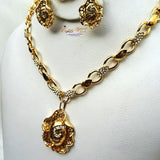 Beautiful Design Gold Plated Complete Set Necklace Jewellery Party Set - PrestigeApplause Jewels 