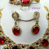 New Design Multi color Gold Plated Complete Set Necklace Jewellery Party Set