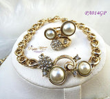 Beautiful New Pearl Design Gold Plated Complete Set Necklace Jewellery Party Set PA014GP