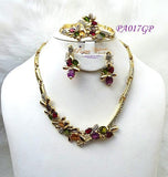 Beautiful New Design Multi Color Gold Plated Complete Set Necklace Jewellery Party Set PA017GP