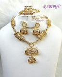 Beautiful New Design 3D Purple Gold Plated Complete Set Necklace Jewellery Party Set PA020GP