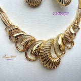 New Design Curved Gold Plated Complete Set Necklace Jewellery Party Set