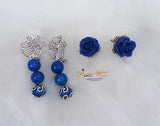 Detail Royal Blue 3 Layers New Design African Nigerian Necklace Jewellery Set