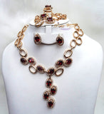 Elongated Wine New Design Gold Plated Complete Set Necklace Jewellery Party Set