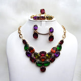 Multi Color New Design Gold Plated Complete Set Necklace Jewellery Party Set